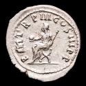 Ancient Coins - Valerian I (AD 253-260). Silver antoninianus. Rome. - P M TR P III COS III P P Valerian seated left on curule chair.