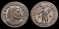Ancient Coins - Galerius Maximianus as Caesar, 293-305 Silvered bronze Follis. Treveri - GENIO POPVLI ROMANI / II TR Genius.