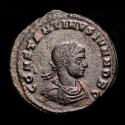Ancient Coins - Constantine II caesar (317-337 A.D.) bronze follis ( 3,58 g.,  20mm). Arles mint. 318 A.D. CLARITAS REIPVB. C/S. PARL. Sol