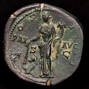 Antoninus Pius 138-161 AD. - Æ Sestertius. Rome. COS IIII, Pax holding ...