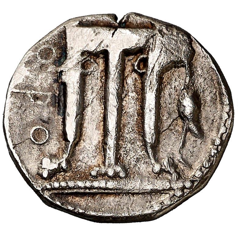 Italy- Krotón silver stater, 530-500 B.C. Tripod/ Altar. ANS 256. Rare.
