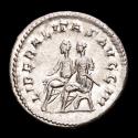 Ancient Coins - Philip II (244-249 A.D.) Silver antoninianus, Rome. - LIBERALITAS AVGG III, Philip I and II seated left on sella curulis.