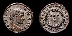 Ancient Coins - Crispus (316-326 AD) Caesar.  Æ Silvered Bronze Follis. Arles - CAESARVM NOSTRORVM - VOT V.