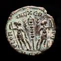 Ancient Coins - Constantius II half follis. 347-355 AD. Aquileia, Two palms, AQS.