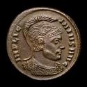 Ancient Coins - Licinius I - Bronze follis. Aquileia. VIRTVS EXERCIT, standard inscribed VOT / XX flanked by a captive on each side, S - F.