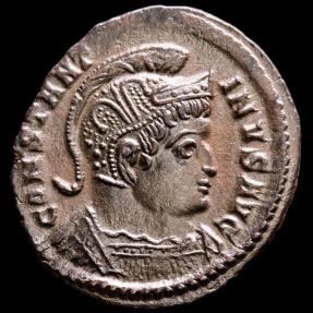 Ancient Coins - Constantine I (310-337 A.D.) Æ Bronze Follis. Trier. - BEATA TRANQVILLITAS, altar inscribed VOTIS XX.