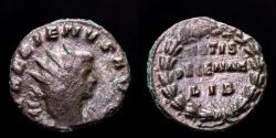 Ancient Coins - Gallienus, 253-268. Æ Bronze Antoninianus. Rome. 7th emission, AD 262. - VOTIS/DECENNA/LIB in three lines within laurel wreath.
