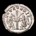 Ancient Coins - Valerian I (253-260 AD) Silver antoninianus. Samosata. VOTA ORBIS, two Victories affixing shield inscribed S C to palm tree.
