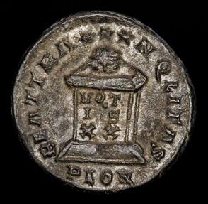 Ancient Coins - Crispus 316-326 AD - Æ Bronze Follis. Londinium. BEAT TRANQ LITAS // PLON, globe on altar inscribed in three lines VOT/IS/XX.