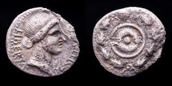 Ancient Coins - Roman Empire - Roman Civil Wars. Silver denarius, Tarragona, March - May, 68 A.D.  LIBERTAS RESTITVTA / SPQR shield.