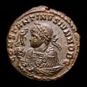 Ancient Coins - Constantine II Caesar - AE Follis, Trier. AD 322-323. - Nice consular bust / BEATA TRANQVILLITAS, globe on an altar.