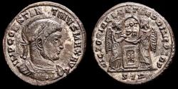 Ancient Coins - Constantine II - Æ Bronze follis. Siscia AD 321-324. - CAESARVM NOSTRORVM around VOT X within wreath. Mintmark ЄSIS.