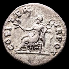 Vespasianus (69-79 AD). Silver denarius, Rome. - COS ITER TR POT, Pax ...