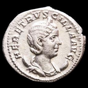 Ancient Coins - Herennia Etruscilla (249-251 AD). Silver antoninianus, Rome. - PVDICITIA AVG, Pudicitia seated left.
