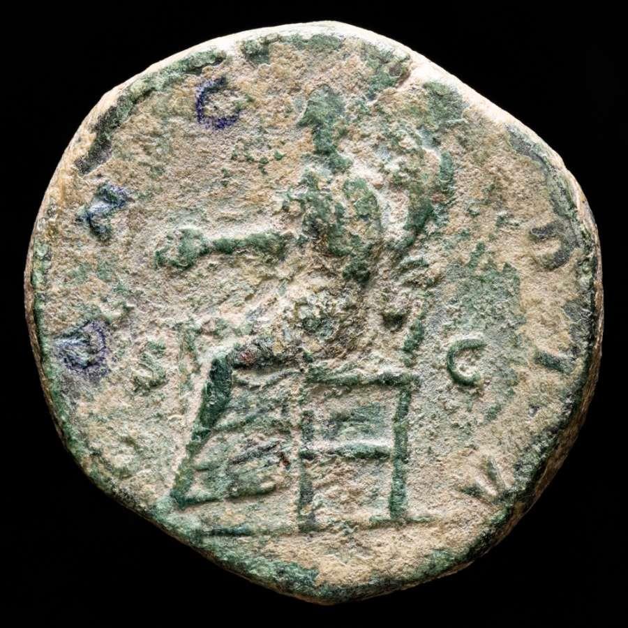 ひ*僧様 Brunt CONTINUE B/C CENTER 右 コンティニュー Crispina, bronze sestertius, Rome mint, 178-182 A.D. - CONCORDIA
