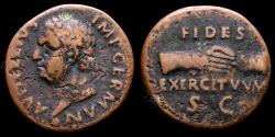 Ancient Coins - Vitellius - Bronze As, Tarraco mint, January-June AD 69. - FIDES EXERCITVVM, clasped hands right S - C.