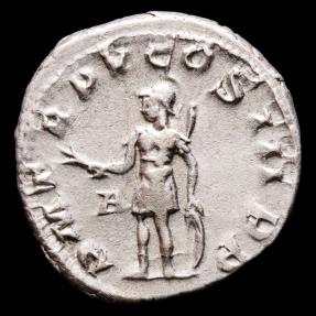 Ancient Coins - Philip I, silver antoninianus, Rome, AD 247. - P M TR P V COS III P P - A, Mars, holding olive branch, resting spear and shield.