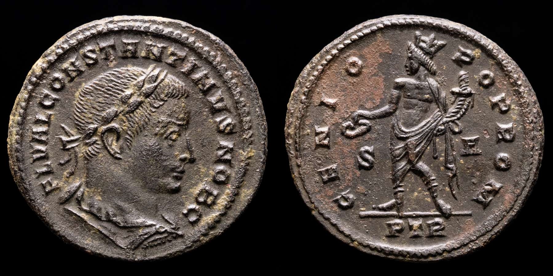 Roman Empire - Constantine I as Caesar. Bronze large Follis. (8.11