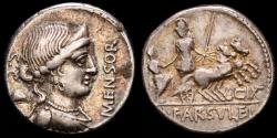 Ancient Coins - L. Farsuleius Mensor. Silver denarius. Rome, 75 B.C. - Roma in biga right, holding reins and spear. CIX.