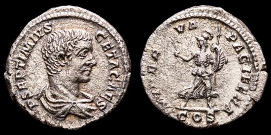 ローマ帝国　198-209　GETA, as Caesar　デナリウス貨@183 Geta, as Caesar (197-209 AD) Silver denarius. Rome, c. 205