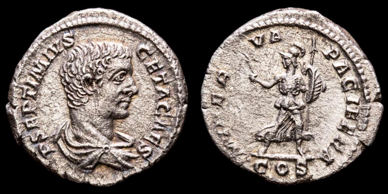 Geta, as Caesar (197-209 AD) Silver denarius. Rome, c. 205