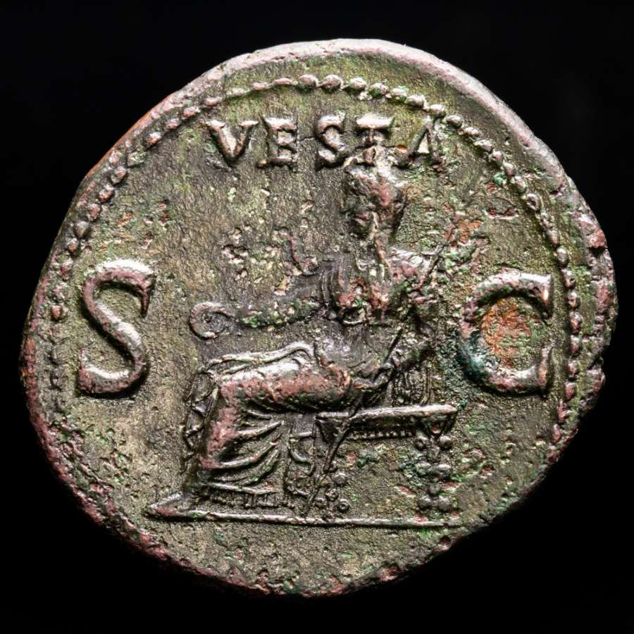 Caligula (37 - 41 A.D) bronze As, Rome, 37-38 A.D. - VESTA / S - C, Vesta.