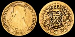 Ancient Coins - Spain - Carlos IV (1788-1808) Gold Escudo 1804,Mexico, TH. Calico 1138. Rare.