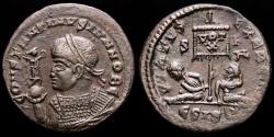 Ancient Coins - Constantine II, as Caesar AD 317-337. Bronze follis, Siscia 323-324 A.D. - VIRTVS EXERCIT, Standard and captives.