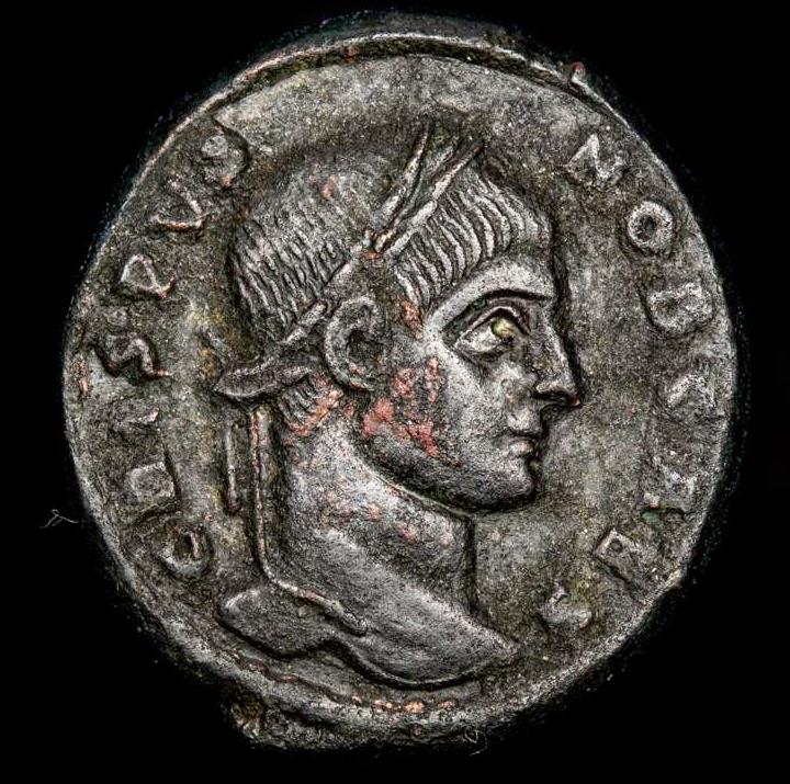 Crispus Caesar 316 326 Ae Bronze Follis Arelate Caesarvm Nostrorvm Ta Around Vot V In Laurel Wreath