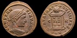 Ancient Coins - Constantine I; Lugdunum, c. 322-3 AD. Bronze Follis. - BEATA TRA(N) - QVILLITAS Altar.