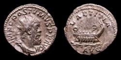 Ancient Coins - Postumus, Silver antoninianus. Trier, AD 261. - LAETITIA AVG, galley left.