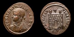 Ancient Coins - Constantine II, as Caesar - AE silvered follis. 324-325 AD. Rome. - PROVIDENTIAE CAESS, camp gate.