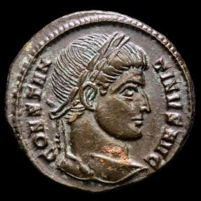 Ancient Coins - Constantine I (307-337 A.D.) Æ Bronze Follis. Ticinum AD 321. D N CONSTANTINI MAX AVG, VOT • XX in wreath. TT in exergue.