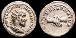 Ancient Coins - Roman Empire - Pupienus, (238 A.D.) Silver antoninianus (5.4,3664 g. 23 mm.), Rome, April-July AD 238. PATRES SENATVS, clasped hands