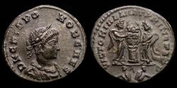 Ancient Coins - Crispus, as Caesar, Æ Follis, Lugdunum, AD 320. - VICTORIAE LAETAE PRINC PERP, two Victories holding wreath.