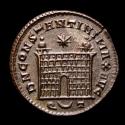 Ancient Coins - Constantine I (307-337 A.D.) AE silvered follis, Ticinum. - DN CONSTANTINI MAX AVG Gate Q◡T. Very rare.