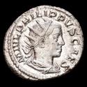 Ancient Coins - Philip II, as Caesar. Silver Antoninianus, Antioch. - IOVI CONSERVAT, Jupiter standing left, holding thunderbolt and sceptre.