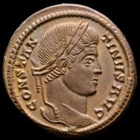 Ancient Coins - Constantine I (307-337 A.D.) - Æ Bronze Follis. Ticinum AD 321. D N CONSTANTINI MAX AVG, VOT • XX in wreath. TT in exergue.