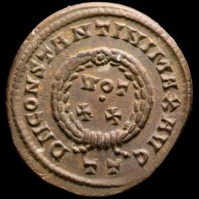 Ancient Coins - Constantine I (307-337 A.D.) - Æ Bronze Follis. Ticinum AD 321. D N CONSTANTINI MAX AVG, VOT • XX in wreath. TT in exergue.