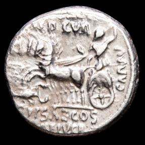 M. Aemilius Scaurus and P. Plautius Hypsaeus. Silver denarius. 58 BC ...