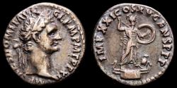 Ancient Coins - Domitian (81-96 A.D.) Silver denarius, Rome, 90 AD. -  IMP XXI COS XV CENS P P P, Minerva.