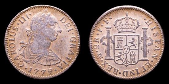 Spain - Carlos III (1759-1788) Silver 2 reales, Mexico, 1779 FF.