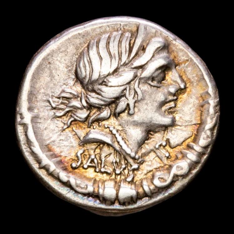 D. Junius L.f. Silanus. Silver denarius. Rome, 91 BC. Victory in biga