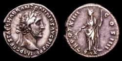 Ancient Coins - Antininus Pius, Silver denarius, Rome 151-152 A.D. - TR POT XIIII COS IIII / PAX.