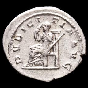 Ancient Coins - Herennia Etruscilla (249-251 AD). Silver antoninianus, Rome. - PVDICITIA AVG, Pudicitia seated left.