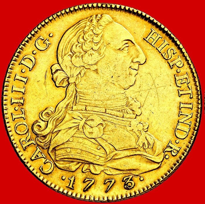 Spain-Charles III (1759-1788) 8 escudos gold coin, Madrid.1773-P.J