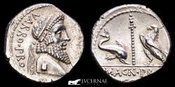 Ancient Coins - Imperatorial Issues - Pompey the Great. - Silver Denarius (3.85 g., 17 mm.), 48 BC. Military mint traveling with Pompey in Greece. Terentius Varro, proquaestor. MAGN PRO / COS