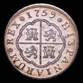 Ancient Coins - Spain - Carlos III (1759-1788)  Silver 2 Reales, Madrid, 1759 - Assayer J.