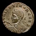 Ancient Coins - Crispus, as Caesar, Æ Follis. Trier, AD 321. - BEATA TRANQVILLITAS / STR⦁ Globe on altar.