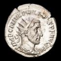 Ancient Coins - Philip I as Persicus Maximus. AR antoninianus. Antioch. - VIRTVS E-XERCITVS, Virtus standing right, holding spear and shield.